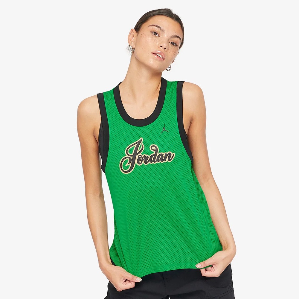 Nike Women's Jordan Jumpman Jersey Mesh Tank Top Green & Black Size Small